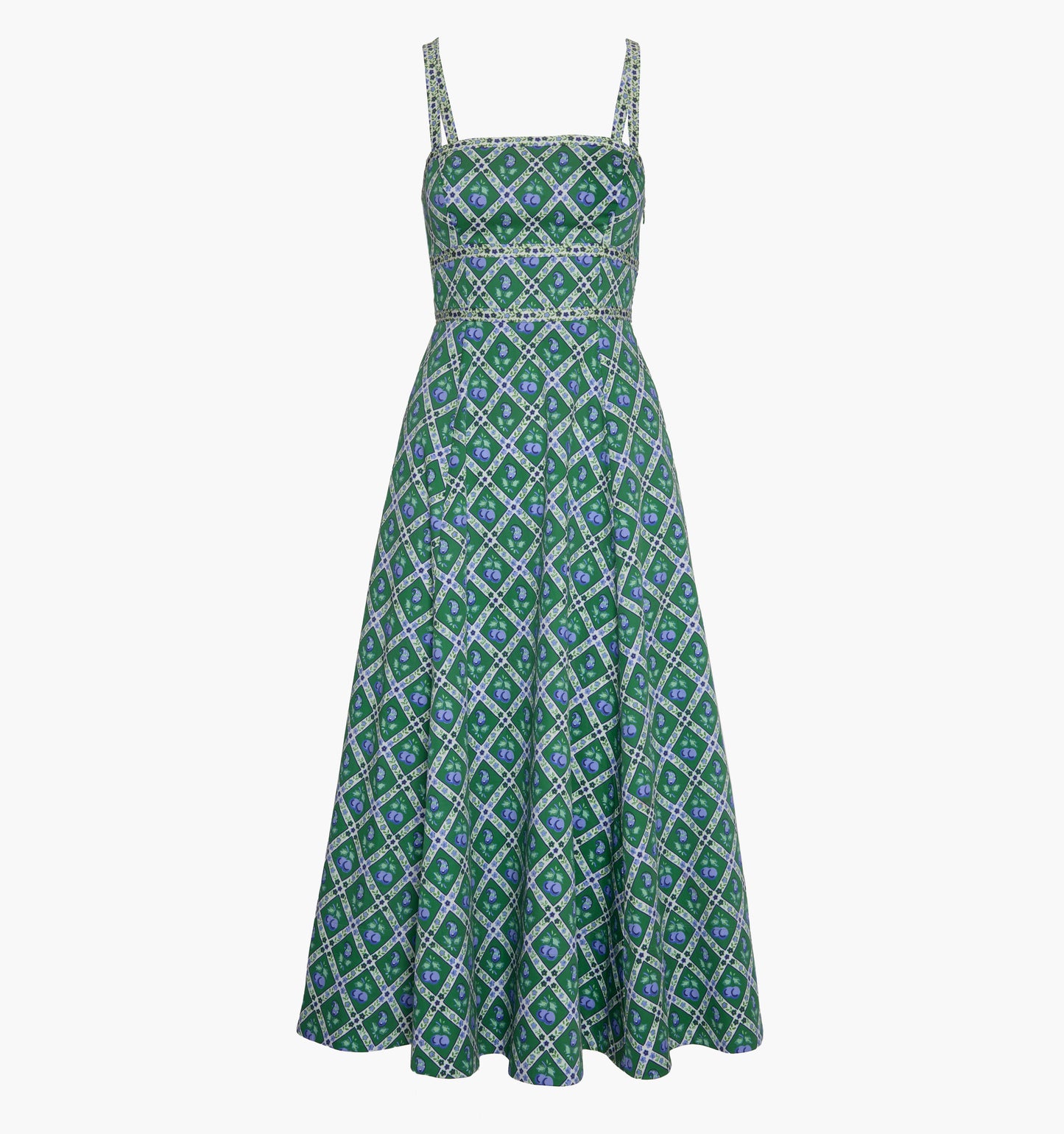 The Margot Dress - Diamond Cherries Green