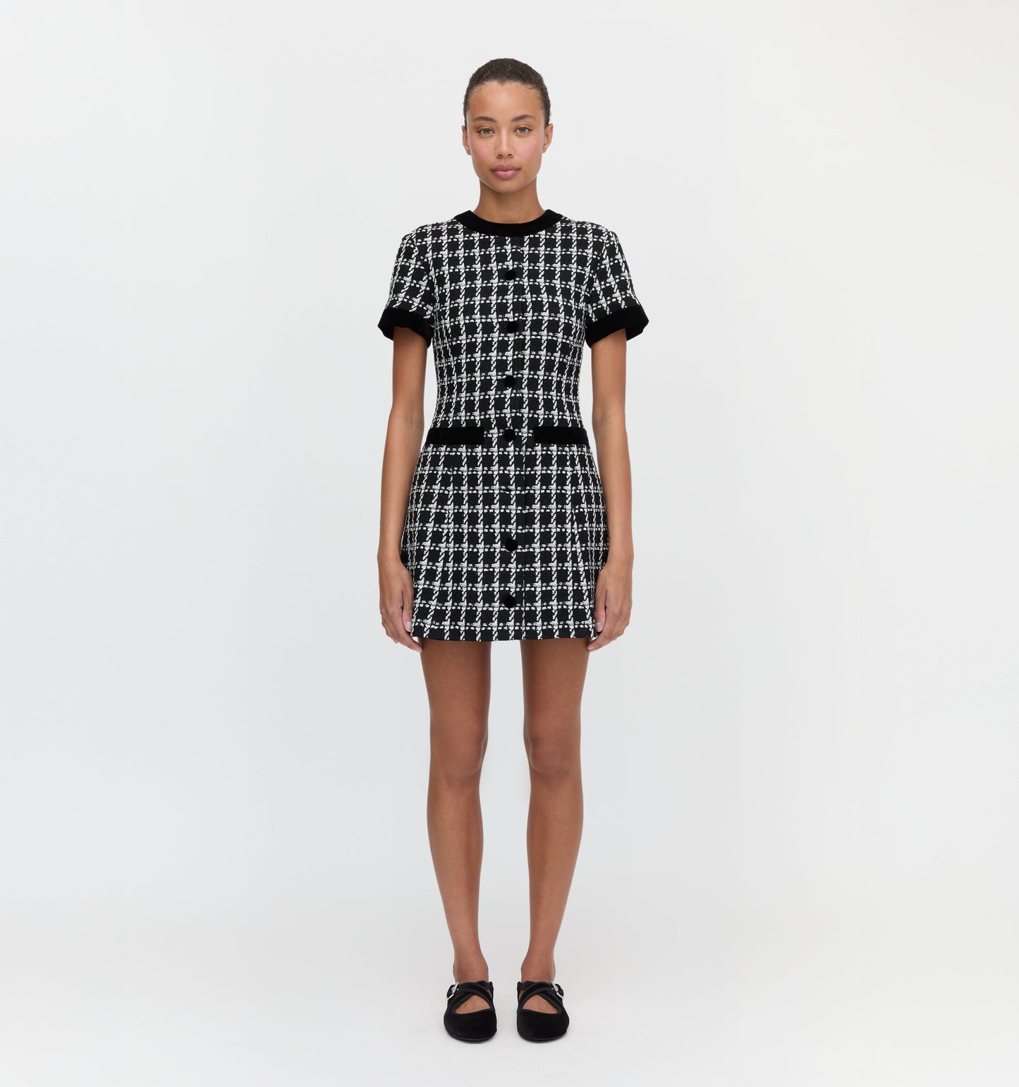 The Allegra Dress - Black and White Tweed