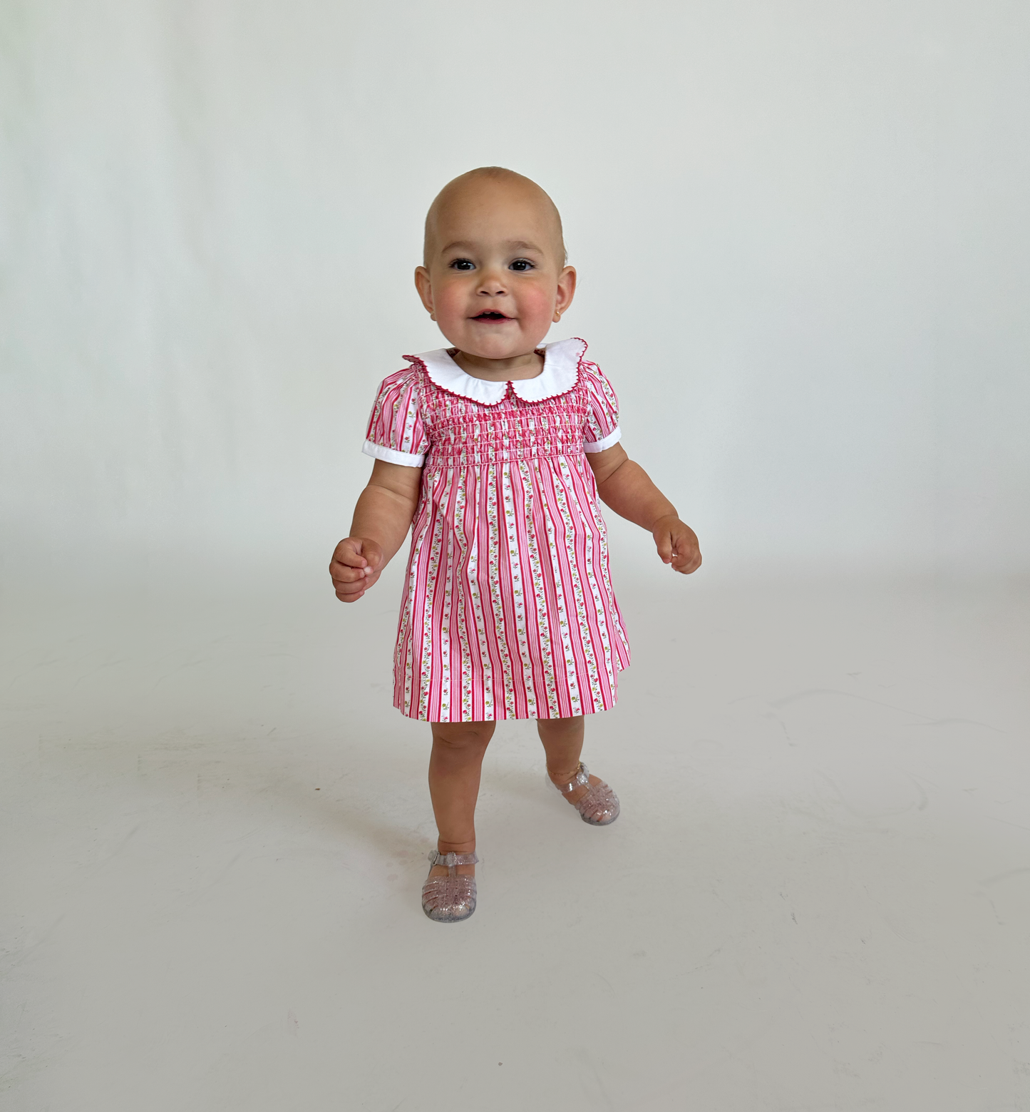 The Baby Mina Nap Dress - Pansy Stripe Pink