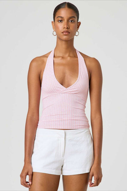 Sexy Polka Dot Plaid Slim Halter Top