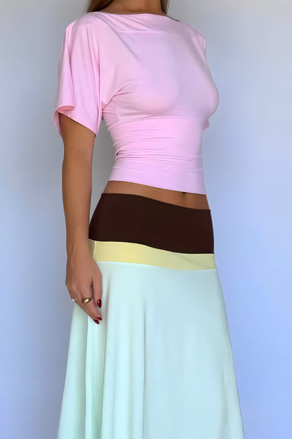 One Shoulder Cropped Fitted Blouse