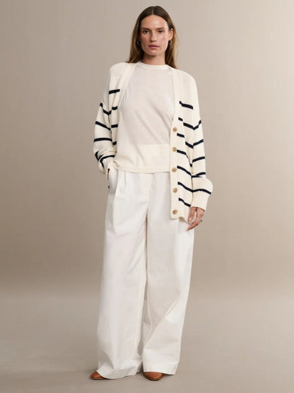 Striped Loose Knit Cardigan
