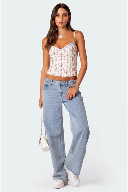 Vintage Chic Floral Crop Cami Top