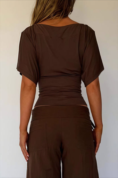 One Shoulder Cropped Fitted Blouse