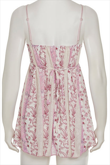 Floral Lace Patchwork V‑Neck Cami Top