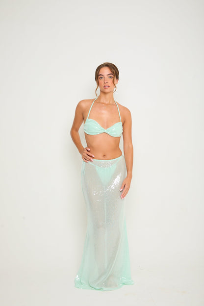 Mia Sequin Bikini Top | Blue