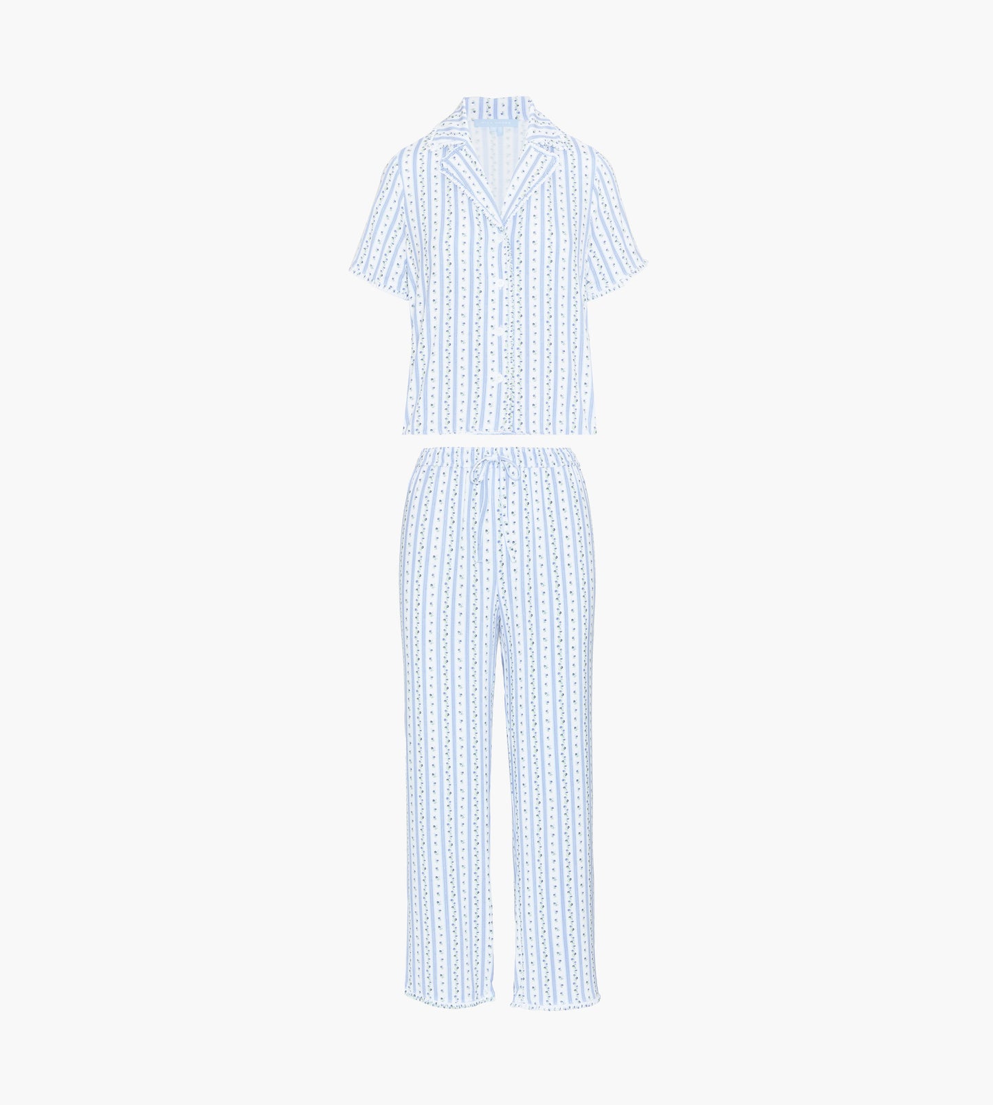 The Marina Pajama Set - Blue Petal Stripe