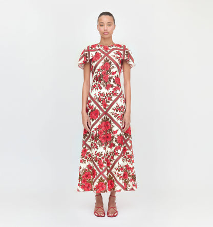 The Davina Dress - Red Diamond Rose