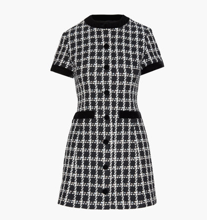 The Allegra Dress - Black and White Tweed