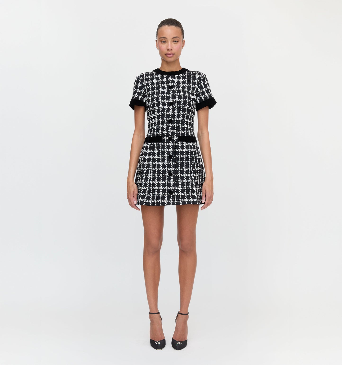 The Allegra Dress - Black and White Tweed