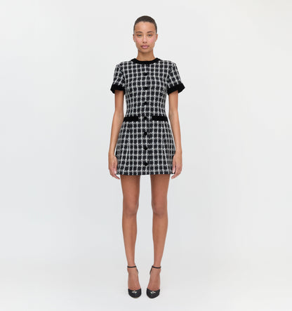The Allegra Dress - Black and White Tweed