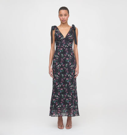 The Cassie Dress - Navy Scallop Bow Chintz