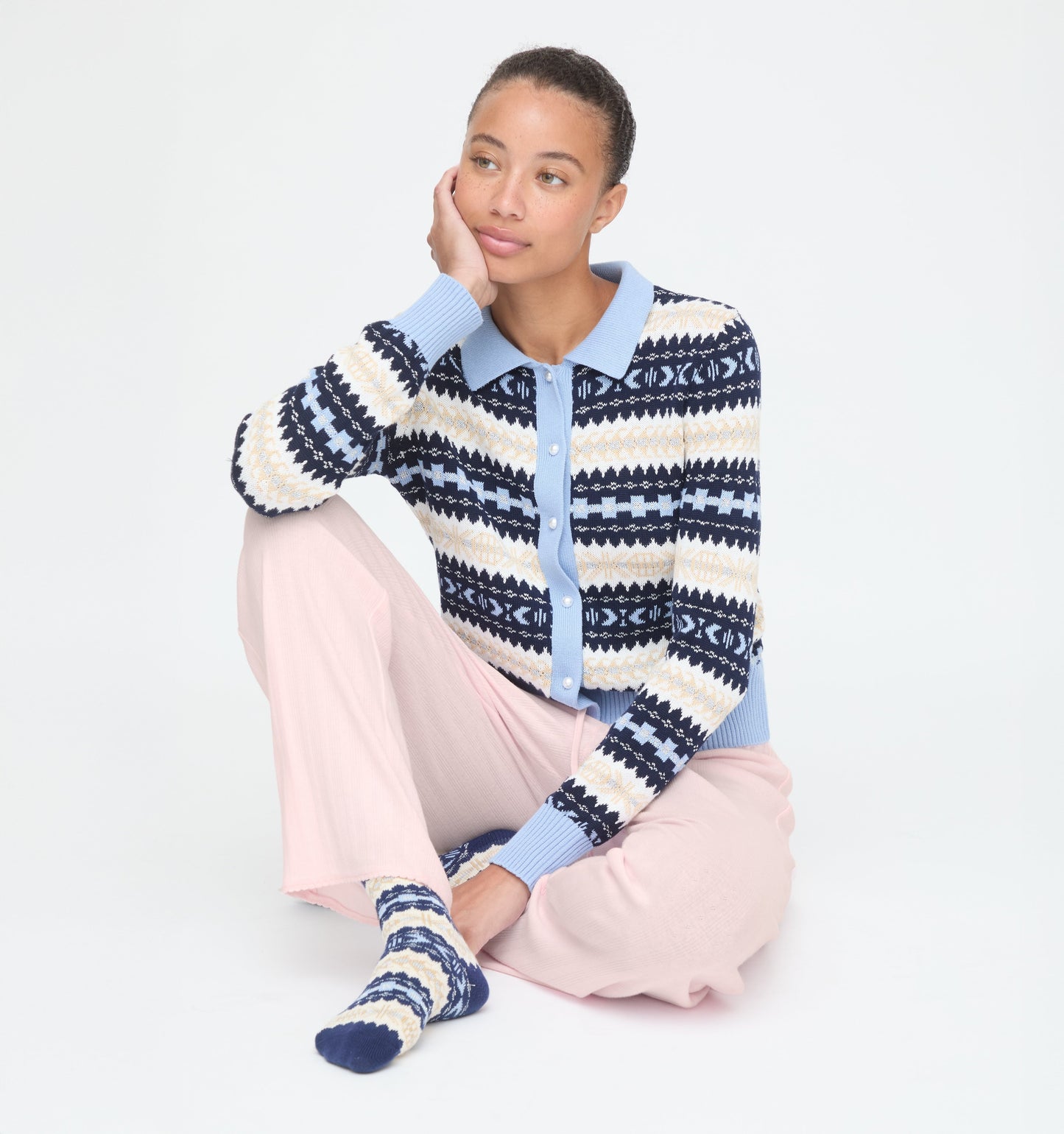 The Cleo Pointelle Set - Light Pink