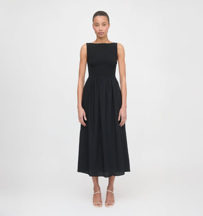 The Cosima Nap Dress - Black Tonal Seersucker