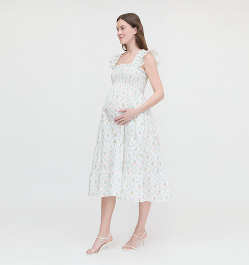 The Maternity Ellie Nap Dress - Pastel Trellis
