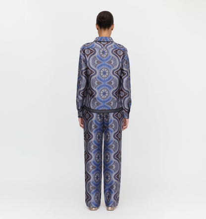 The Taylor Pant - Brown Cobalt Medallion