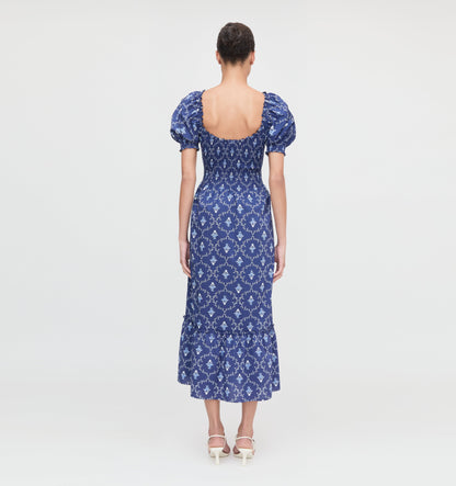 The Louisa Nap Dress - Navy Trellis
