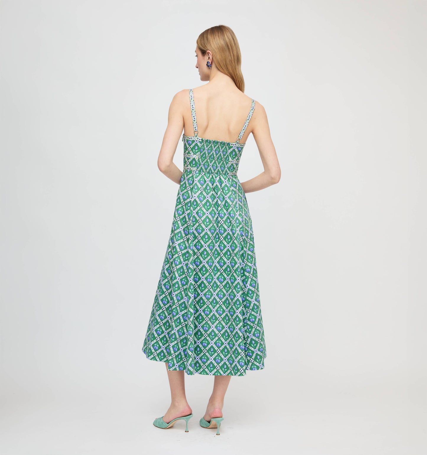 The Margot Dress - Diamond Cherries Green