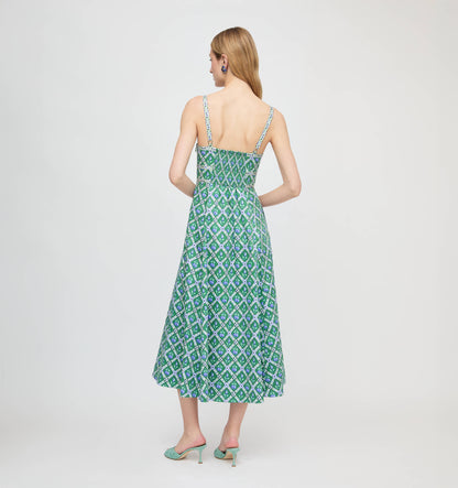 The Margot Dress - Diamond Cherries Green