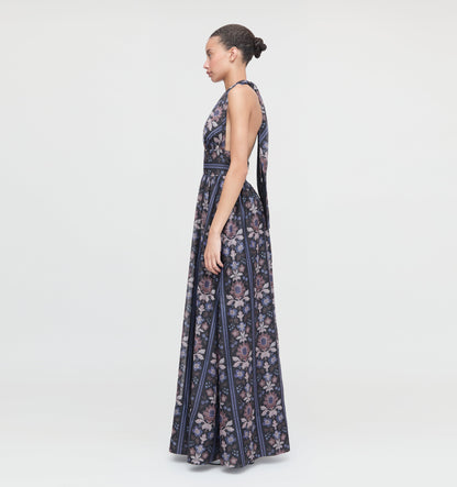 The Renee Dress - Black Floral Block Stripe