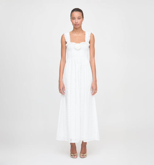 The Rosetta Nap Dress - White Broderie Voile