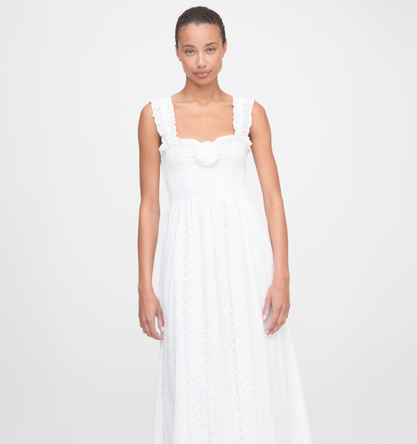 The Rosetta Nap Dress - White Broderie Voile