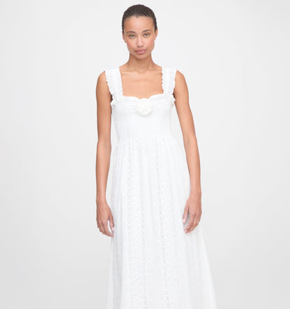 The Rosetta Nap Dress - White Broderie Voile