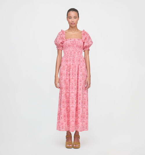 The Scarlett Nap Dress - Pink Palm Ikat