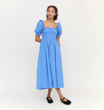 The Scarlett Nap Dress - Hydrangea Blue Textured Clip Dot