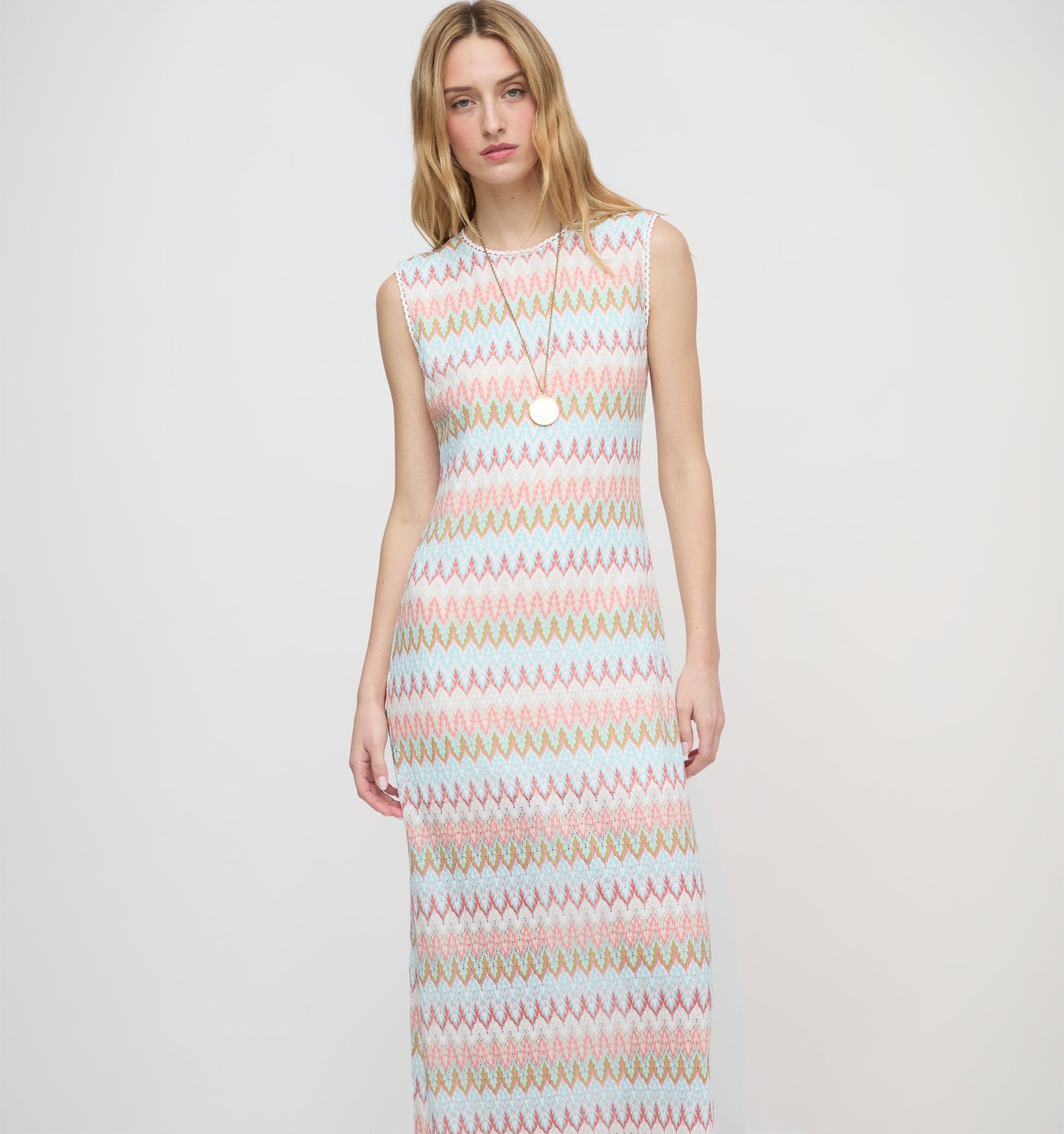 The Taytum Dress - White Multi Smooth Shimmer Knit