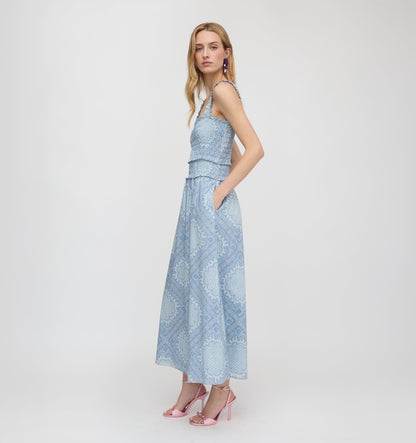 The Azalea Maxi Nap Dress - Dusty Blue Paisley Scarf