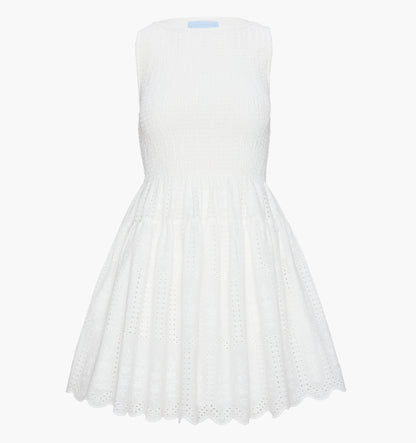 The Cosima Mini Nap Dress - White Trellis Broderie