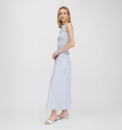The Delphine Nap Skirt - Blue Swiss Dot