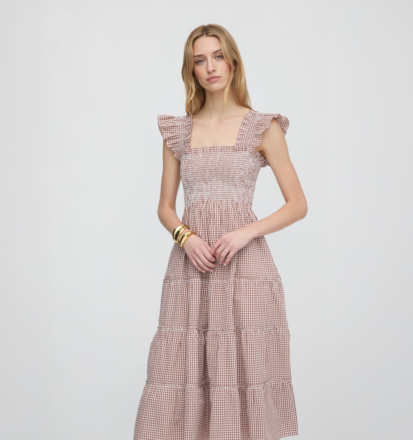 The Ellie Nap Dress - Cognac Gingham