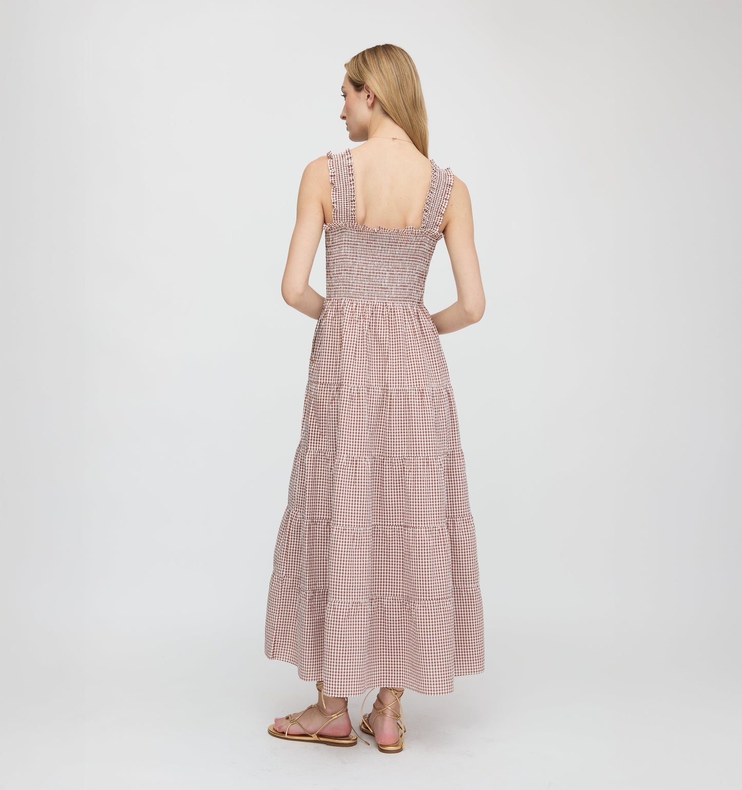 The Goldie Nap Dress - Cognac Gingham