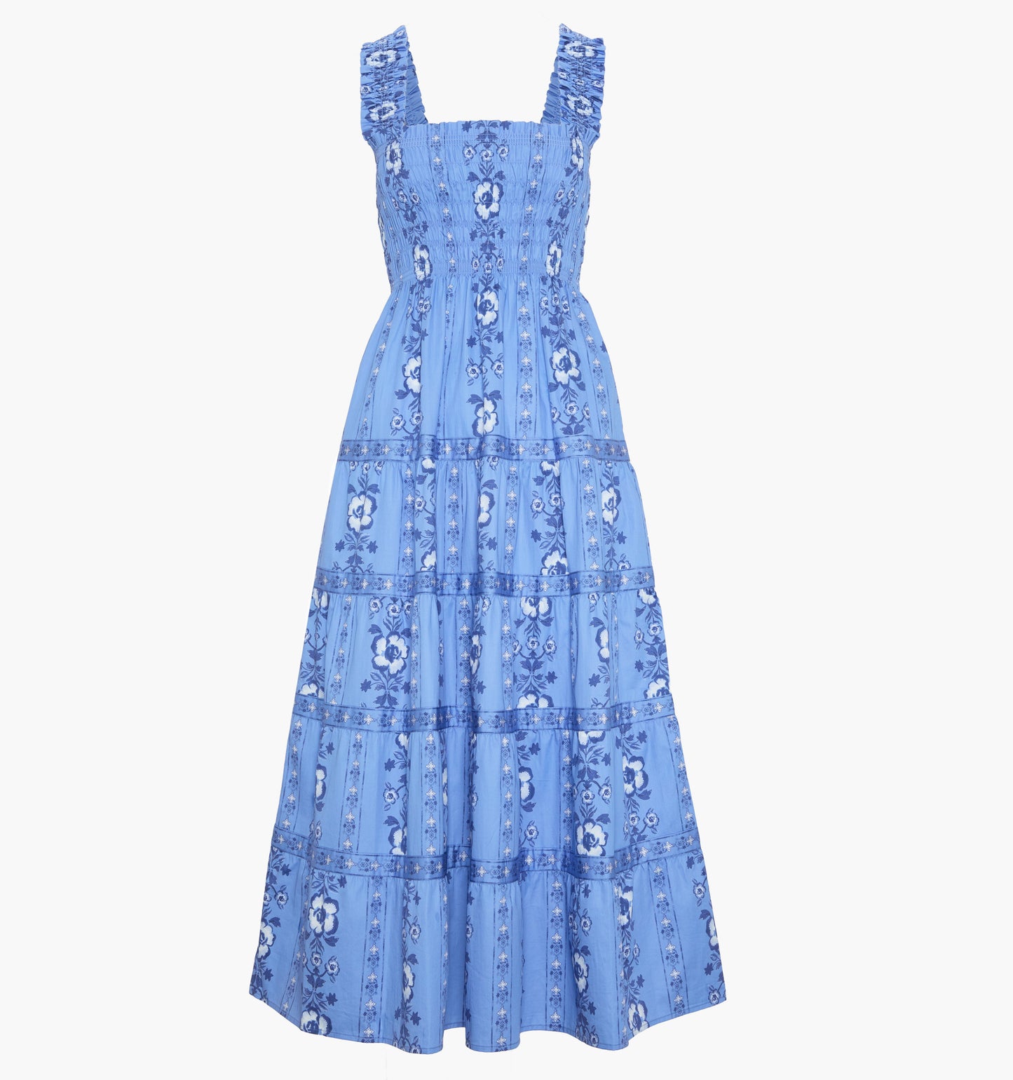 The Kimmy Nap Dress - Blue Arcadia Border