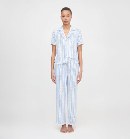 The Marina Pajama Set - Blue Petal Stripe