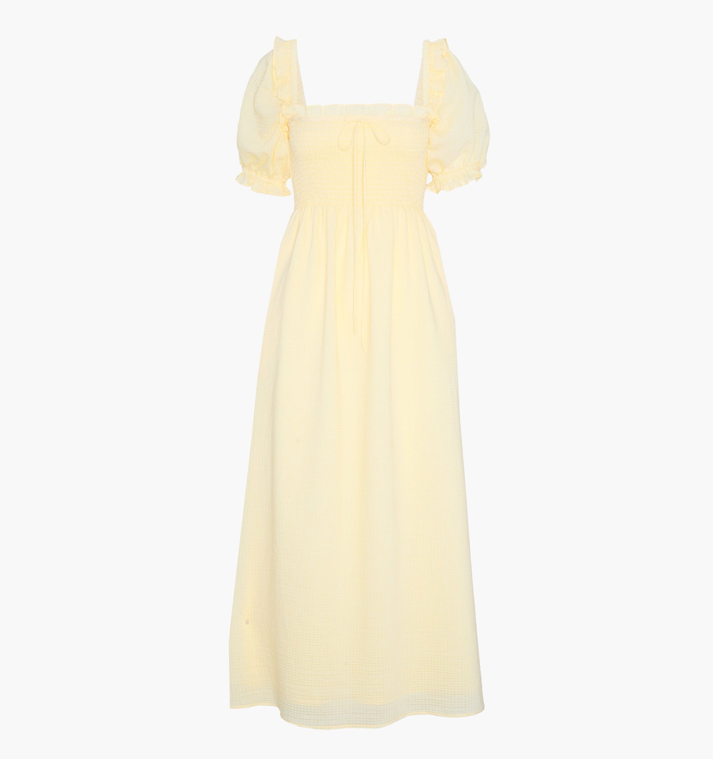 The Scarlett Nap Dress - Butter Yellow Tonal Seersucker