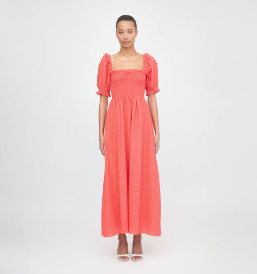 The Scarlett Nap Dress - Coral Daisy Broderie