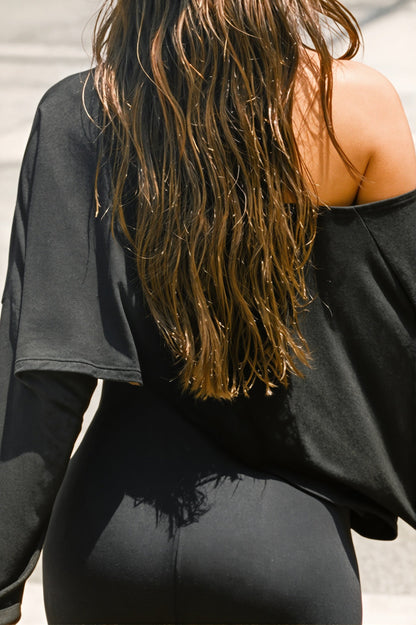 Asym Neck Loose Cropped Blouse