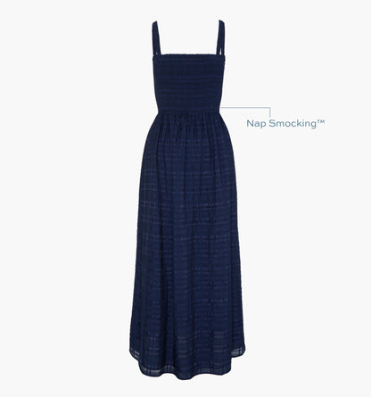 The Anita Nap Dress - Navy Sheer Plaid