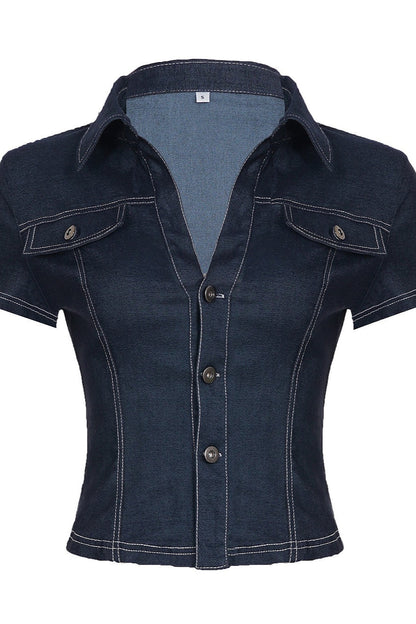 Street Hot Denim Cropped Blouse