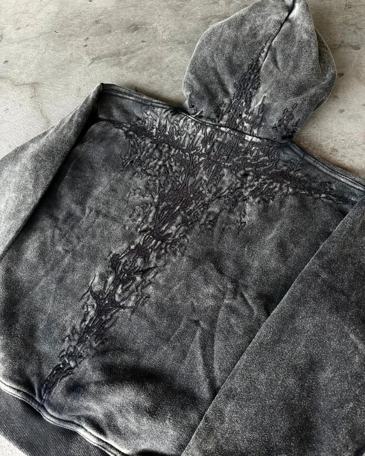 Dark Embroidered Large Hoodie