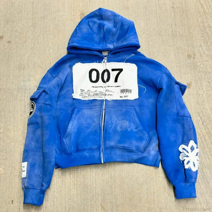 Dark Oversized Design Zip Hoodie