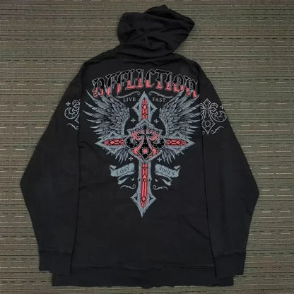 Dark Vintage Design Zipper Hoodie