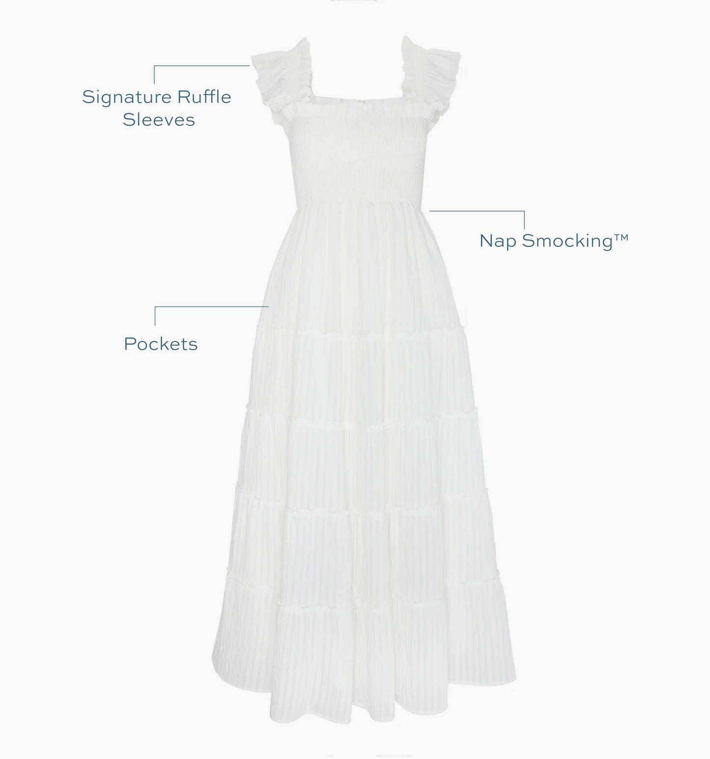 The Ellie Maxi Nap Dress - White Tonal Seersucker