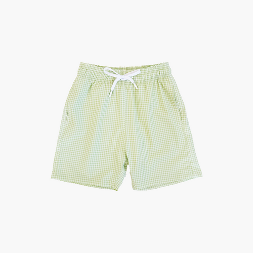 The Baby Julien Swim Trunk - Lime Gingham