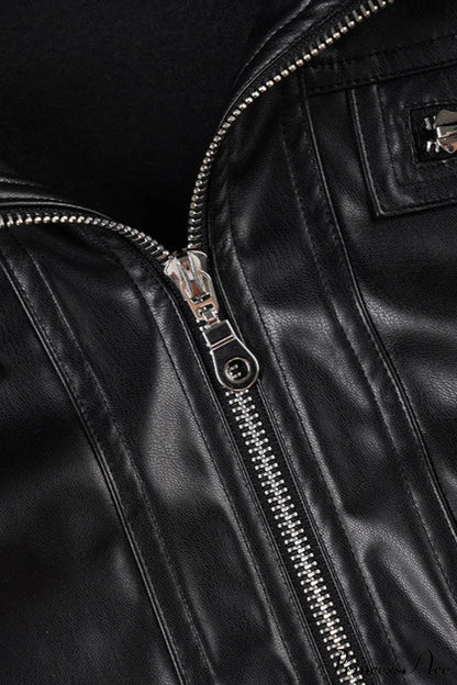 Leather Pocket Patchwork Dark Utility Jacket