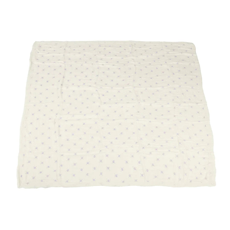 BABY - Lavender Flower And White Bamboo Muslin Blanket