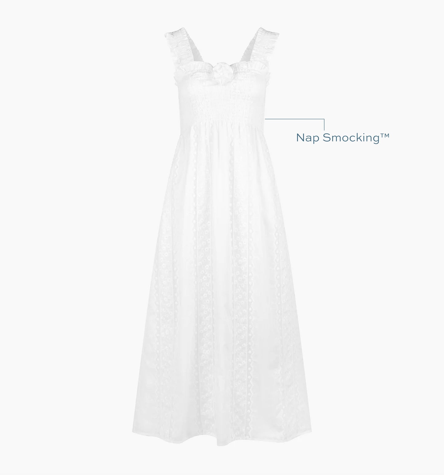 The Rosetta Nap Dress - White Broderie Voile